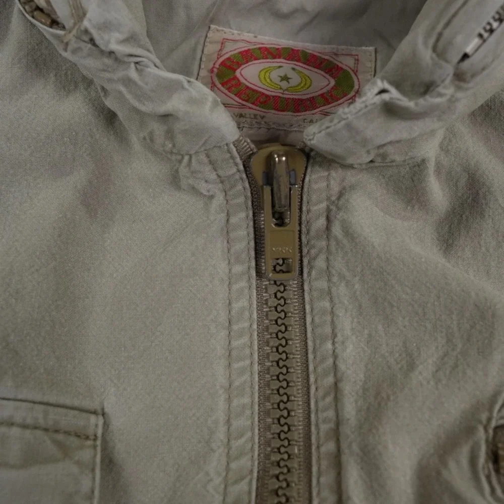 VTG Banana Republic Safari Vest Men Medium Khaki Cotton Utility Hooded Fishing‎